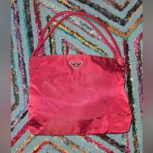Prada Tessuto Nylon City Tote Bag Purse Porpora‎ Red W/ Authencity Cards